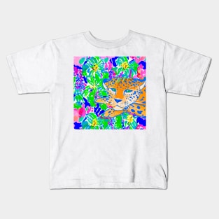 Leopard in the jungle watercolor Kids T-Shirt